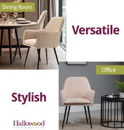 Hallowood Furniture Light Brown Fabric Chair With Metal Legs (Pair) - thumbnail 6