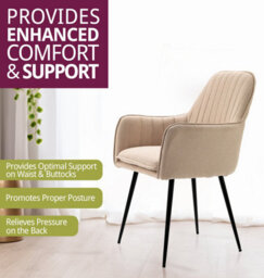 Hallowood Furniture Light Brown Fabric Chair With Metal Legs (Pair) - thumbnail 4