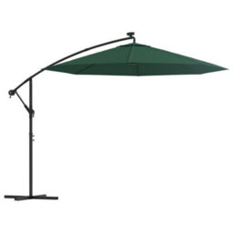 Berkfield Elegant Hanging Parasol With Led Lighting 300 Cm Green Metal Pole - thumbnail 2