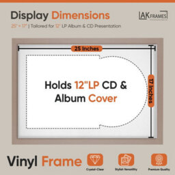 "AK Frames 25X17"" Rose Gold Modern Vinyl Record Frame With White Mount For 12 Inch Lp Cover & Disc - Overlapped Design" - thumbnail 2
