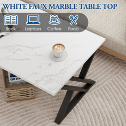 Huhote Stylish Coffee Table Black Metal Frame 39.3X18.9X17.7 In End Side Table For Living Room Bedroom Office Center Tea Table - thumbnail 5