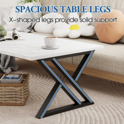 Huhote Stylish Coffee Table Black Metal Frame 39.3X18.9X17.7 In End Side Table For Living Room Bedroom Office Center Tea Table - thumbnail 4