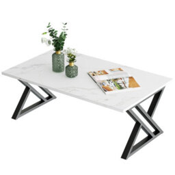 Huhote Stylish Coffee Table Black Metal Frame 39.3X18.9X17.7 In End Side Table For Living Room Bedroom Office Center Tea Table - thumbnail 2