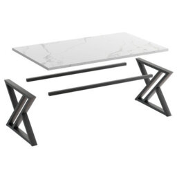 Huhote Stylish Coffee Table Black Metal Frame 39.3X18.9X17.7 In End Side Table For Living Room Bedroom Office Center Tea Table - thumbnail 8