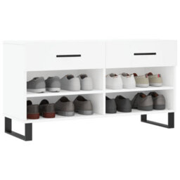 Berkfield Industrial Shoe Bench White 102X35X55 Cm Engineered Wood - thumbnail 3
