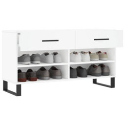 Berkfield Industrial Shoe Bench White 102X35X55 Cm Engineered Wood - thumbnail 4