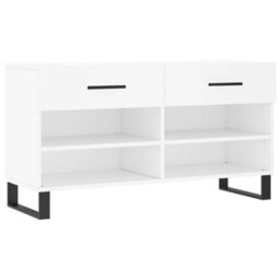 Berkfield Industrial Shoe Bench White 102X35X55 Cm Engineered Wood - thumbnail 1