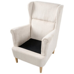 Wyld And Coco Noblenest Wingback Chair Corduroy Beige High Back Rubberwood Legs Retro Accent Chair - thumbnail 8