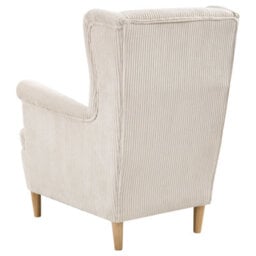 Wyld And Coco Noblenest Wingback Chair Corduroy Beige High Back Rubberwood Legs Retro Accent Chair - thumbnail 6