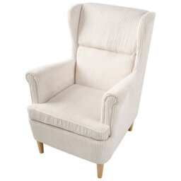 Wyld And Coco Noblenest Wingback Chair Corduroy Beige High Back Rubberwood Legs Retro Accent Chair - thumbnail 7