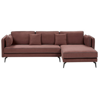 Beliani Corner Sofa 3 Seater Altan Fabric Burgundy Left Hand - image 1