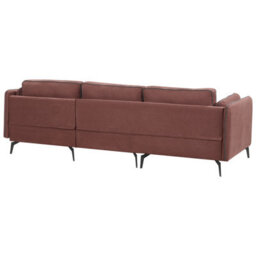 Beliani Corner Sofa 3 Seater Altan Fabric Burgundy Left Hand - thumbnail 5