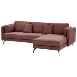 Beliani Corner Sofa 3 Seater Altan Fabric Burgundy Left Hand - thumbnail 4