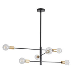 Metal Ceiling Light Fixture E27 Black With Gold Accents (6 Lights) - thumbnail 1