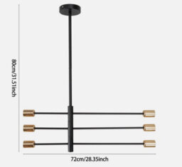 Metal Ceiling Light Fixture E27 Black With Gold Accents (6 Lights) - thumbnail 4
