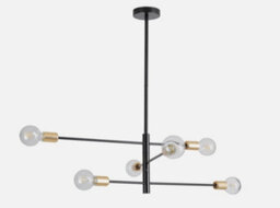Metal Ceiling Light Fixture E27 Black With Gold Accents (6 Lights) - thumbnail 2