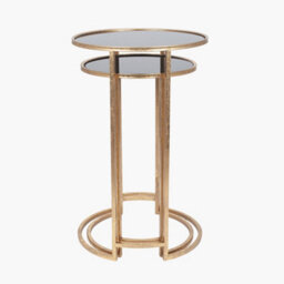 Pacific Lifestyle Veneziano S/2 Antique Gold Metal And Black Glass Side Tables - thumbnail 6