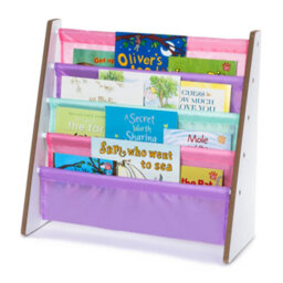 Livivo Pink Kids Bookshelf 4 Tier Sling Book Storage Rack