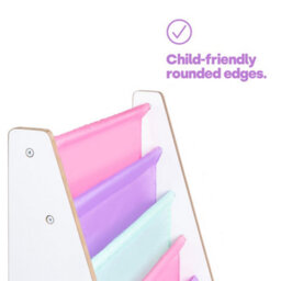 Livivo Pink Kids Bookshelf 4 Tier Sling Book Storage Rack - thumbnail 4