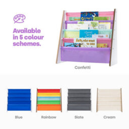 Livivo Pink Kids Bookshelf 4 Tier Sling Book Storage Rack - thumbnail 7