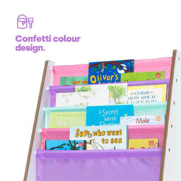 Livivo Pink Kids Bookshelf 4 Tier Sling Book Storage Rack - thumbnail 6