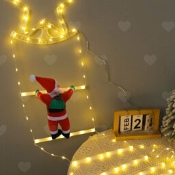 Amorly 2.2M 10 Ladder 205 Led Christmas Ladder Lights, 8 Mode Remote Control Usb Powered String Lights For Festive Xmas Decorating - thumbnail 8