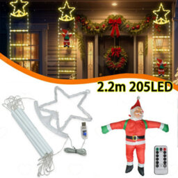 Amorly 2.2M 10 Ladder 205 Led Christmas Ladder Lights, 8 Mode Remote Control Usb Powered String Lights For Festive Xmas Decorating - thumbnail 1