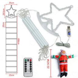 Amorly 2.2M 10 Ladder 205 Led Christmas Ladder Lights, 8 Mode Remote Control Usb Powered String Lights For Festive Xmas Decorating - thumbnail 2