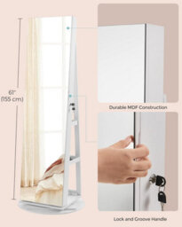 LEDREM 6 Leds Mirror Jewellery Cabinet, Swivel Jewellery Storage Organiser,free-Standing Frameless Full-Length Mirror With Storage - thumbnail 7