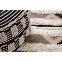 Orsina Large Tribal Rug In Black And Cream, Handcrafted Wool And Cotton Floor Rug, Tribal Pattern Area Rug - thumbnail 5