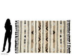 Orsina Large Tribal Rug In Black And Cream, Handcrafted Wool And Cotton Floor Rug, Tribal Pattern Area Rug - thumbnail 3