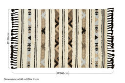 Orsina Large Tribal Rug In Black And Cream, Handcrafted Wool And Cotton Floor Rug, Tribal Pattern Area Rug - thumbnail 2