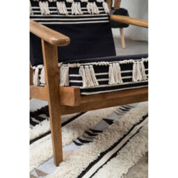 Orsina Large Tribal Rug In Black And Cream, Handcrafted Wool And Cotton Floor Rug, Tribal Pattern Area Rug - thumbnail 6