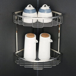 2Tier Corner Shower Caddy Stainless Steel Rust Resistant Bathroom Organizer Rack - thumbnail 4