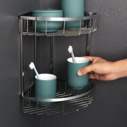 2Tier Corner Shower Caddy Stainless Steel Rust Resistant Bathroom Organizer Rack - thumbnail 5