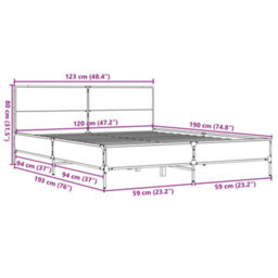 Berkfield Bed Frame Without Mattress Grey Sonoma 120X190 Cm Small Double - thumbnail 9