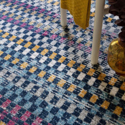 The Rug Edit Blue Multi Modern Muse Gingham Check Distressed Rug - thumbnail 3