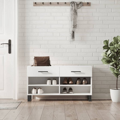 Berkfield Shoe Bench White 102X35X55 Cm Engineered Wood - image 1