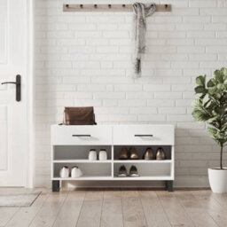 Berkfield Shoe Bench White 102X35X55 Cm Engineered Wood - thumbnail 1