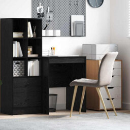 Berkfield Writing Desk Black Oak Engineered Wood 60 X 50 X 76 Cm