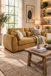Loft Home Elara Warm Ochre Wide 3 Seater Fabric Sofa - thumbnail 5