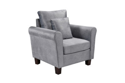 Comfy Living Brushed Velvet 1 Seater Chair In Grey