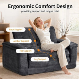 2 In 1 Boneless Sofa Bed,folding Fabric 2 Seater Sleeper Sofa With 2 Pillows - thumbnail 3