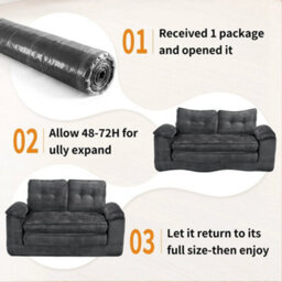 2 In 1 Boneless Sofa Bed,folding Fabric 2 Seater Sleeper Sofa With 2 Pillows - thumbnail 5