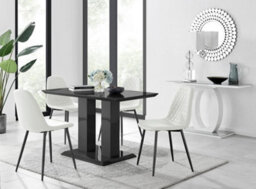 Furniturebox Imperia 4 Modern Black High Gloss Dining Table And 4 White Corona Black Leg Chairs - thumbnail 1