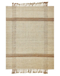 Wyld And Coco Handwoven Jute Area Rug 140 X 200 Cm Beige With Geometric Pattern And Tassels - thumbnail 1