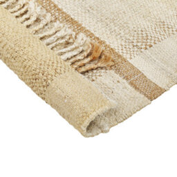 Wyld And Coco Handwoven Jute Area Rug 140 X 200 Cm Beige With Geometric Pattern And Tassels - thumbnail 5