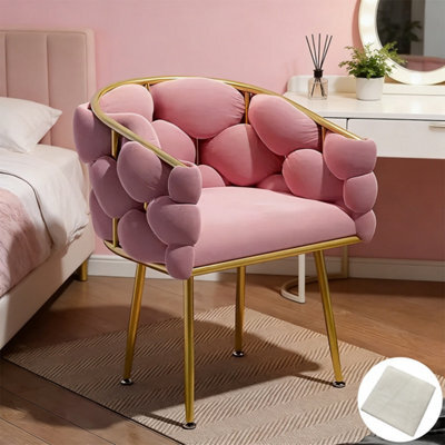 Pink Velvet Accent Chair With Gold Frame, Modern Dressing & Leisure Chair For Bedroom - image 1