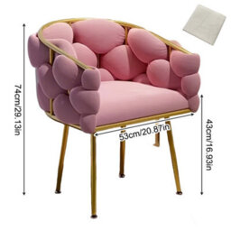 Pink Velvet Accent Chair With Gold Frame, Modern Dressing & Leisure Chair For Bedroom - thumbnail 2