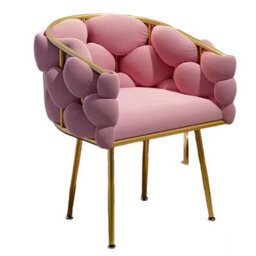 Pink Velvet Accent Chair With Gold Frame, Modern Dressing & Leisure Chair For Bedroom - thumbnail 6